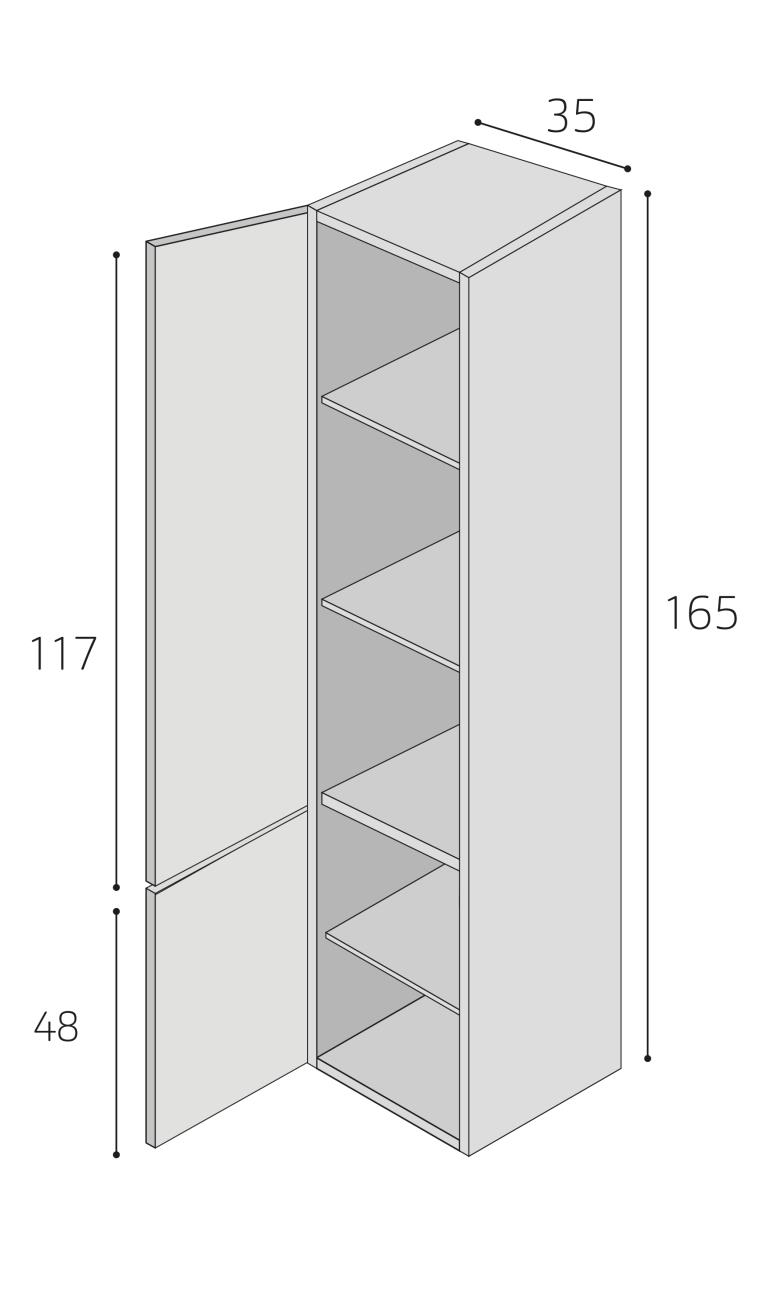 Young Hoge kast 2 deurs links 165x35x35 cementgrijs mat