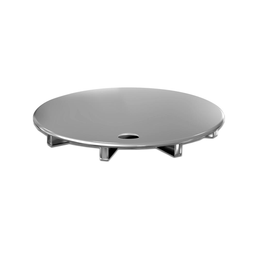 Deksel chroom 120 mm met 8 mm gat voor snelle doorstroom t.b.v. BB124