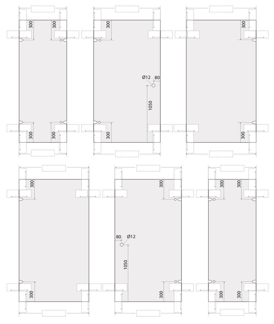 Vijfhoek tot 120x120 deur max 75 cm-Helder glas, inox beslag