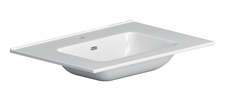 Nook keramisch wastafelblad 71x46,5 glans wit, 1 kraangat
