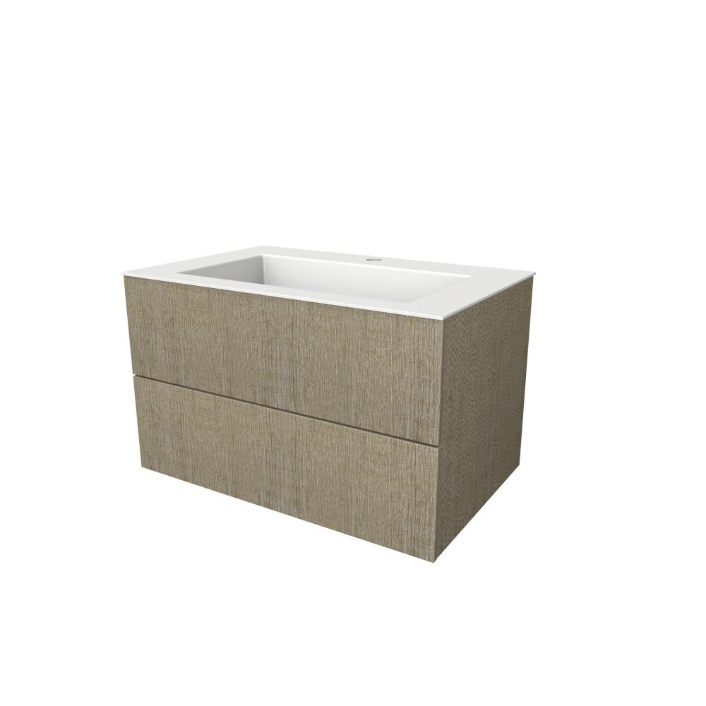 Semi greeploze onderkast met  twee lades, 80 cm breed, 51 cm diep, 1 kraangat. Pamplona