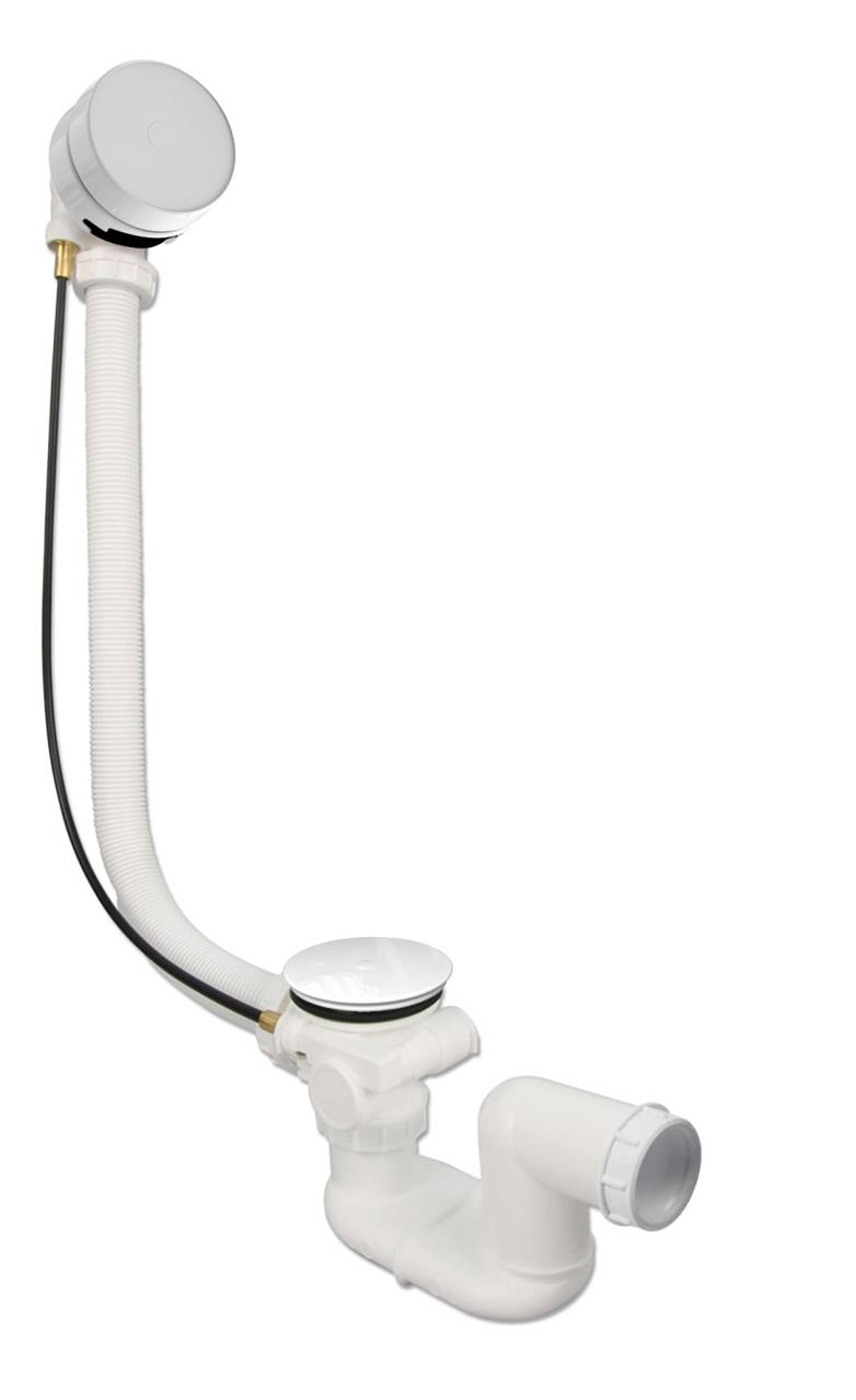 Verlengde luxe badafvoer/vulcombinatie wit glans tbv Society 190x120, Gomera 190x90 en Rondo