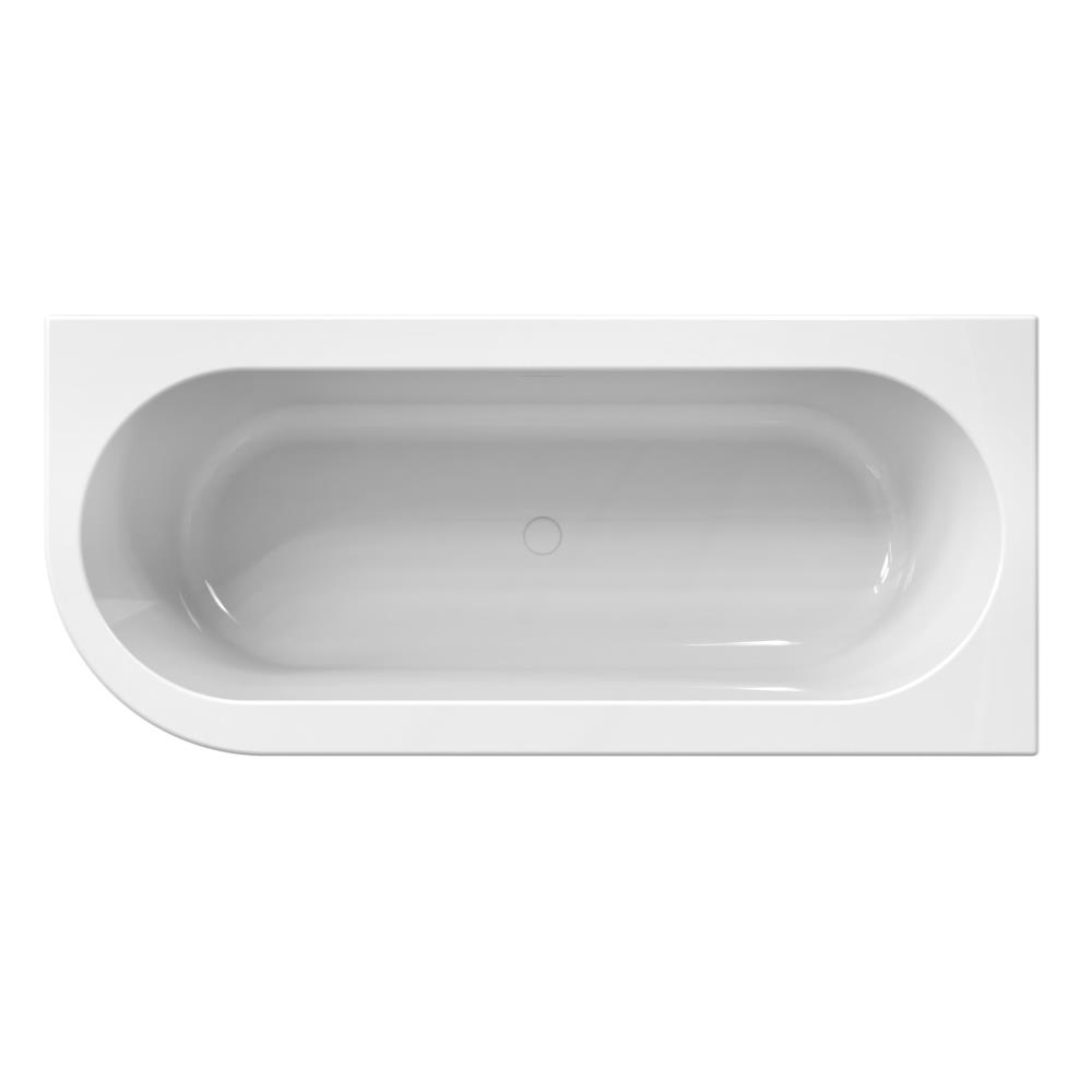 Charley R 180x80x60 hoekbad glans wit incl. sleuf overloop/afvoer glans wit