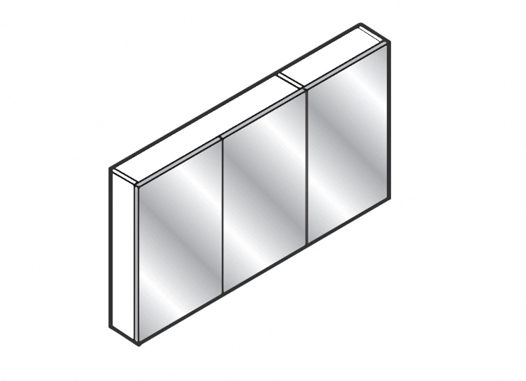 Spiegelkast 3 deuren met ledlicht aan onderzijde 100x65x14 cm Wit glans