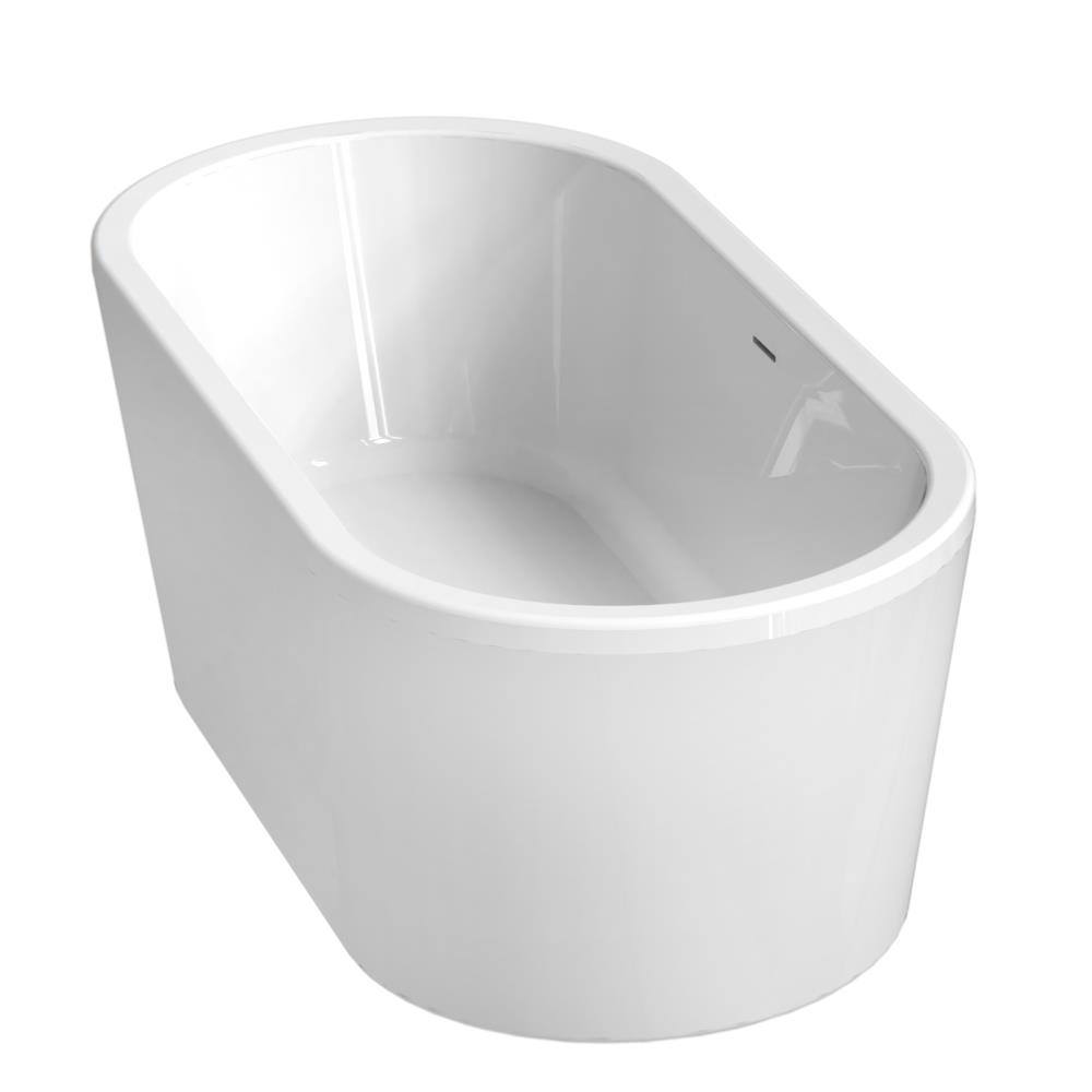 Noa 170x80x60 vrijstaand bad glans wit incl. sleuf overloop/afvoer glans wit