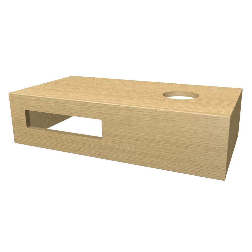 One Fonteinblad met gat Ø5 cm t.b.v. waskom. 40x10x21 Blank Oak glad