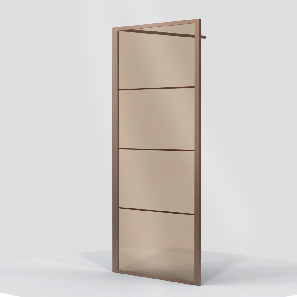 Ind. Line Colored  Zijwand vrijstaand of icm deur in hoek brons glas brons profiel (86,5-88)x200