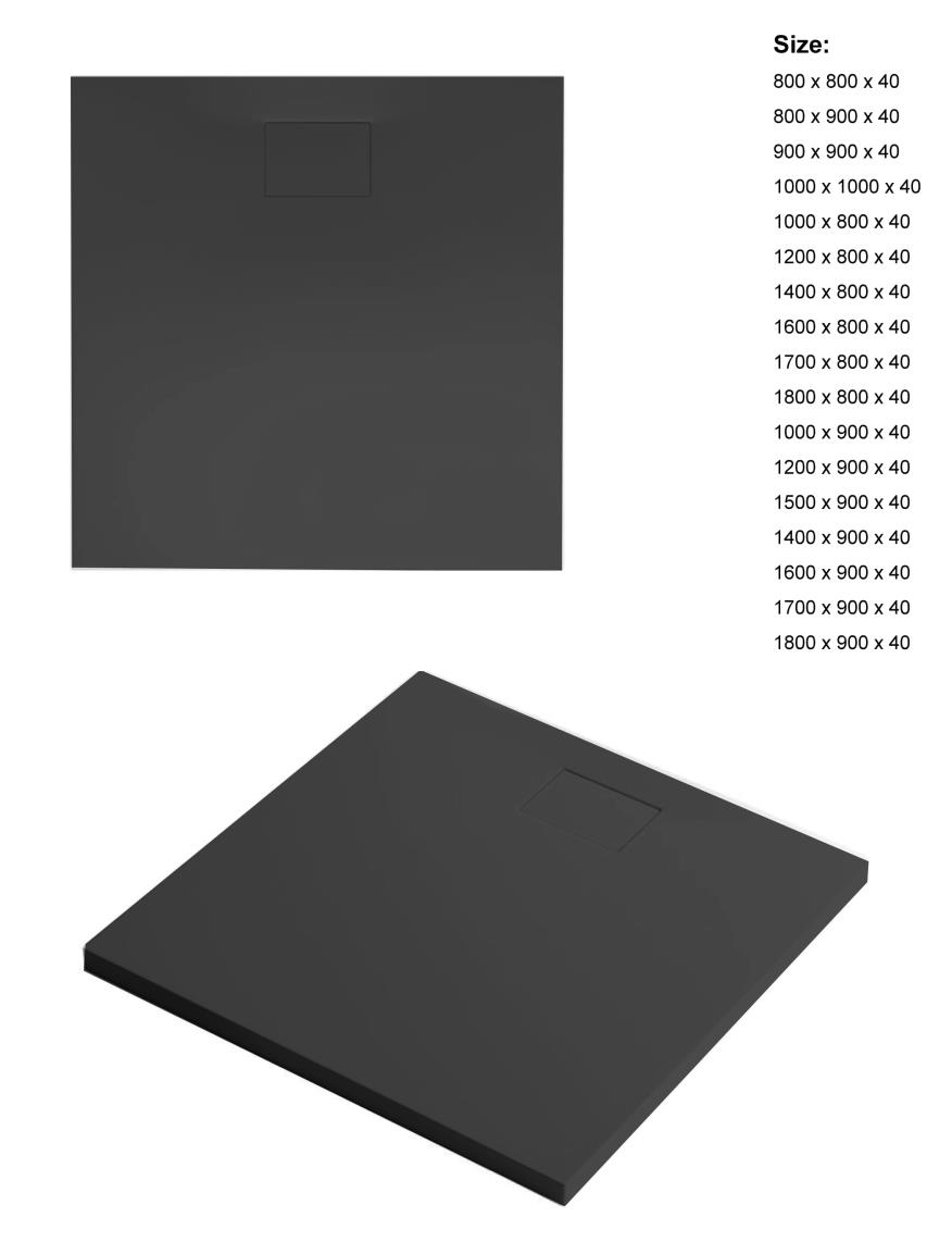 Flat Zero Plus douchevloer 140x80 ebony - UITLOPEND