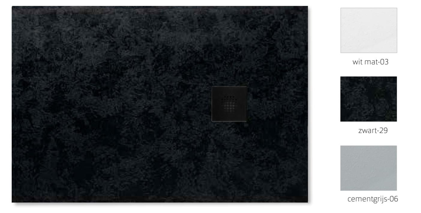 Forte douchevloer ultralight 70x90x2,7, incl afvoer met cover, mat zwart
