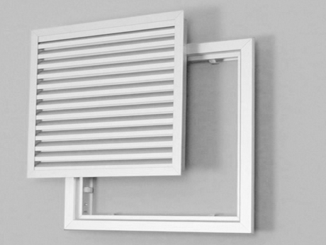 Lamellenrooster serviceluik 30x40 cm, aluminium, v-lamel, wit Lamellenrooster serviceluik 30x40 cm, aluminium, v-lamel, wit
