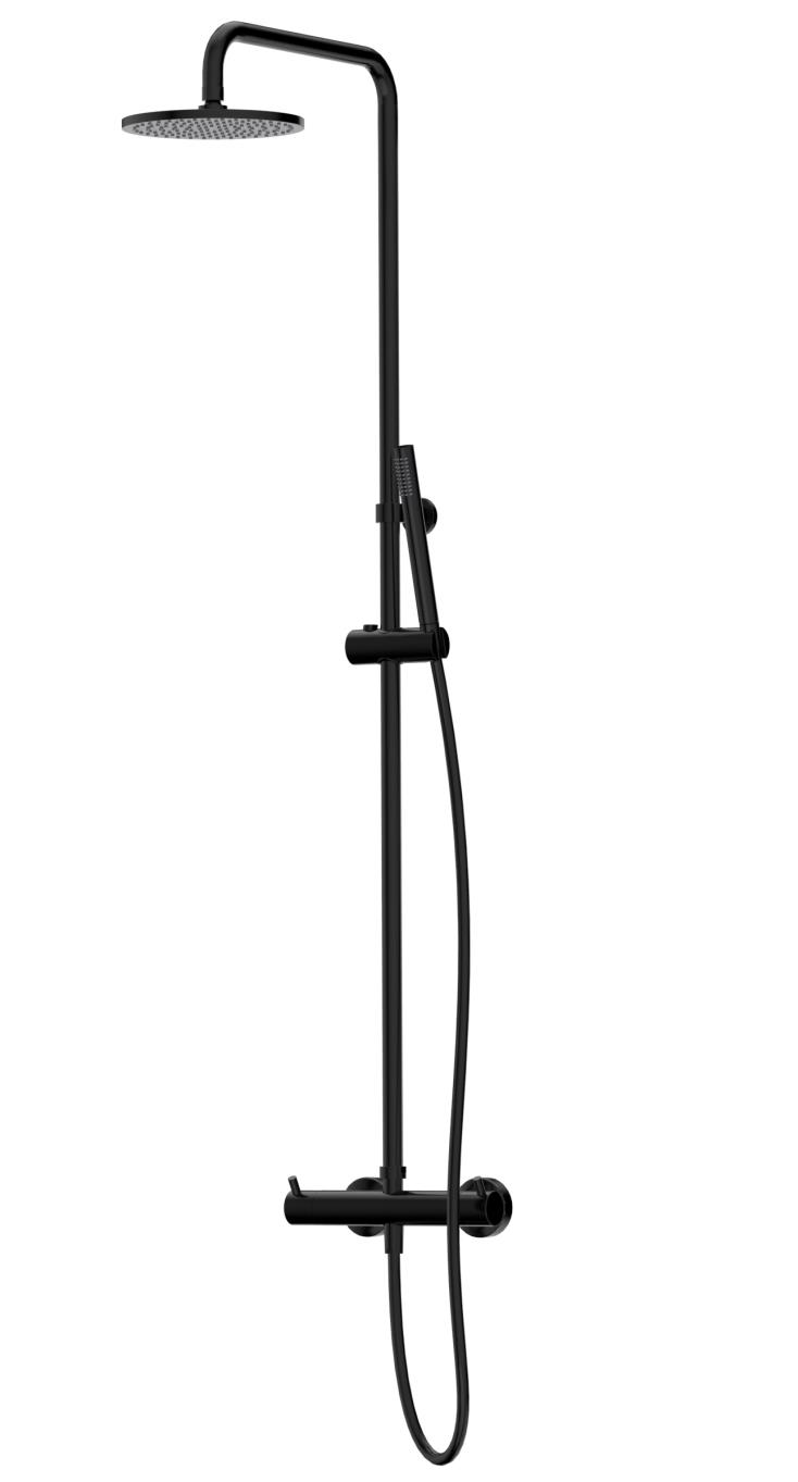 Duero - douche opbouwset (telescopisch) zwart mat