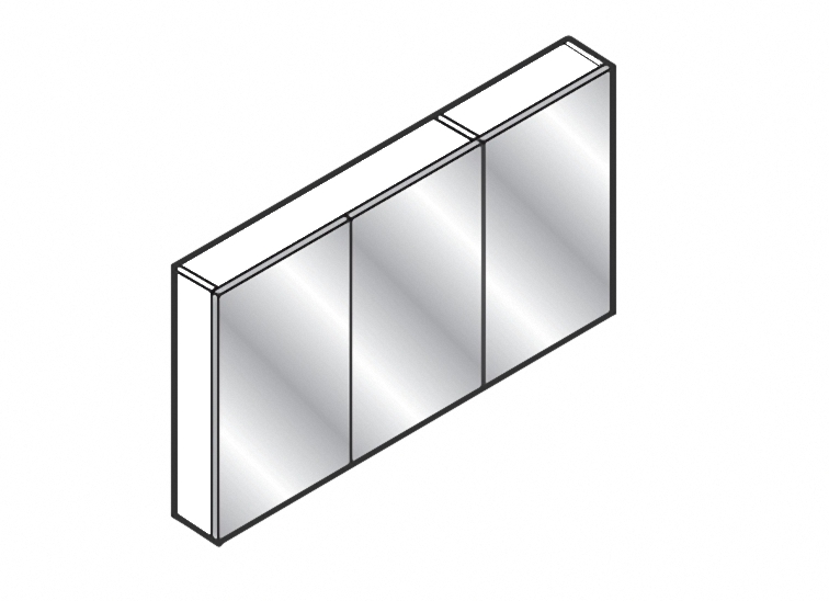 Spiegelkast 3 deuren met ledlicht aan onderzijde 100x65x14 cm Antraciet eiken