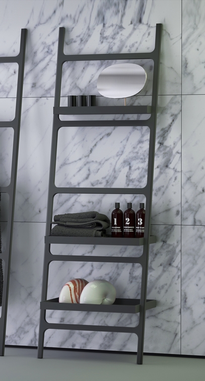 Ladder met schappen 180x60x36 mat zwart