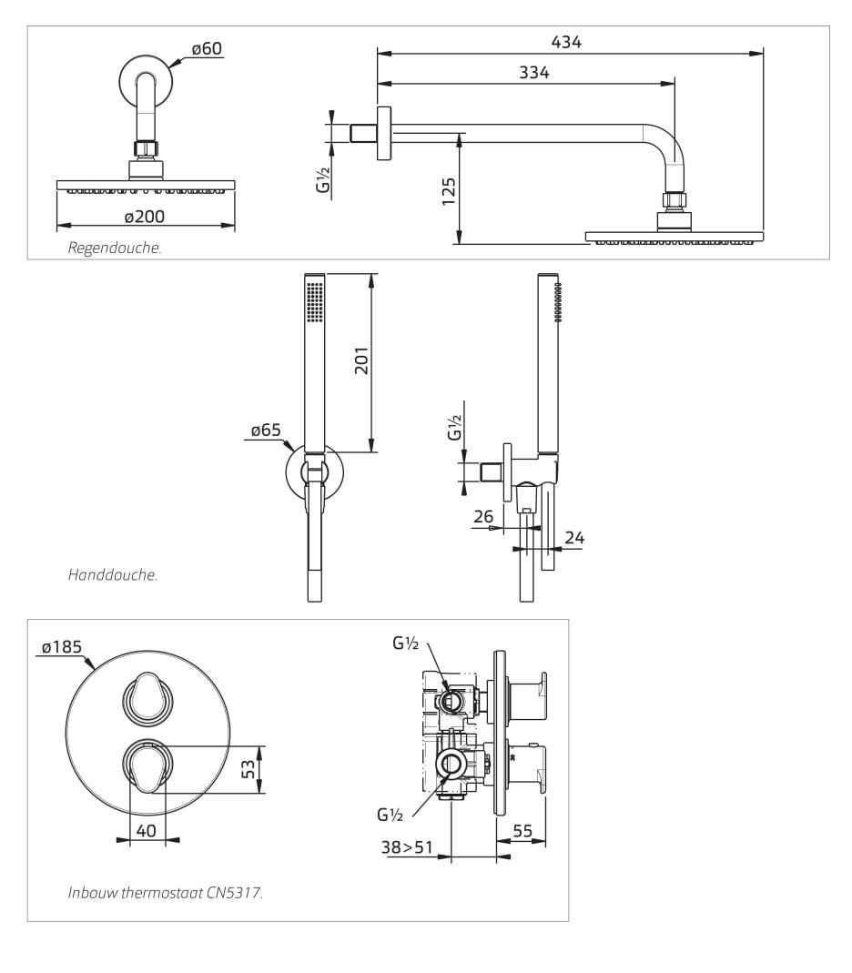 Cinca - Douche inbouwset (compleet) chroom incl. Tec-Box