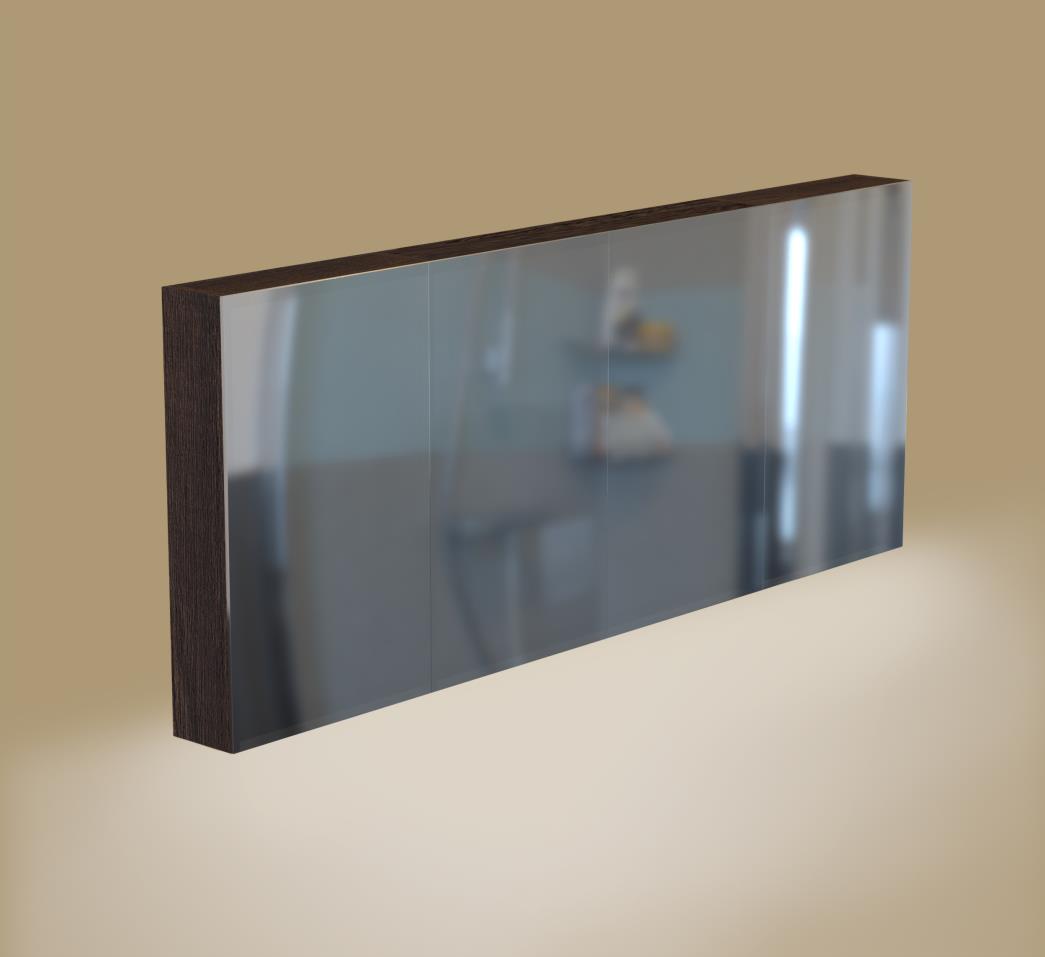 Spiegelkast 4 deuren met ledlicht aan onderzijde 160x65x14 cm Corteccia
