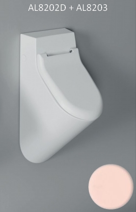 Wand urinoir rose mat met dekselgaten