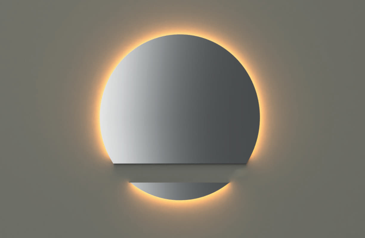 Lunare bovenkant toog spiegel 120x110 met verlichting ronde kant.