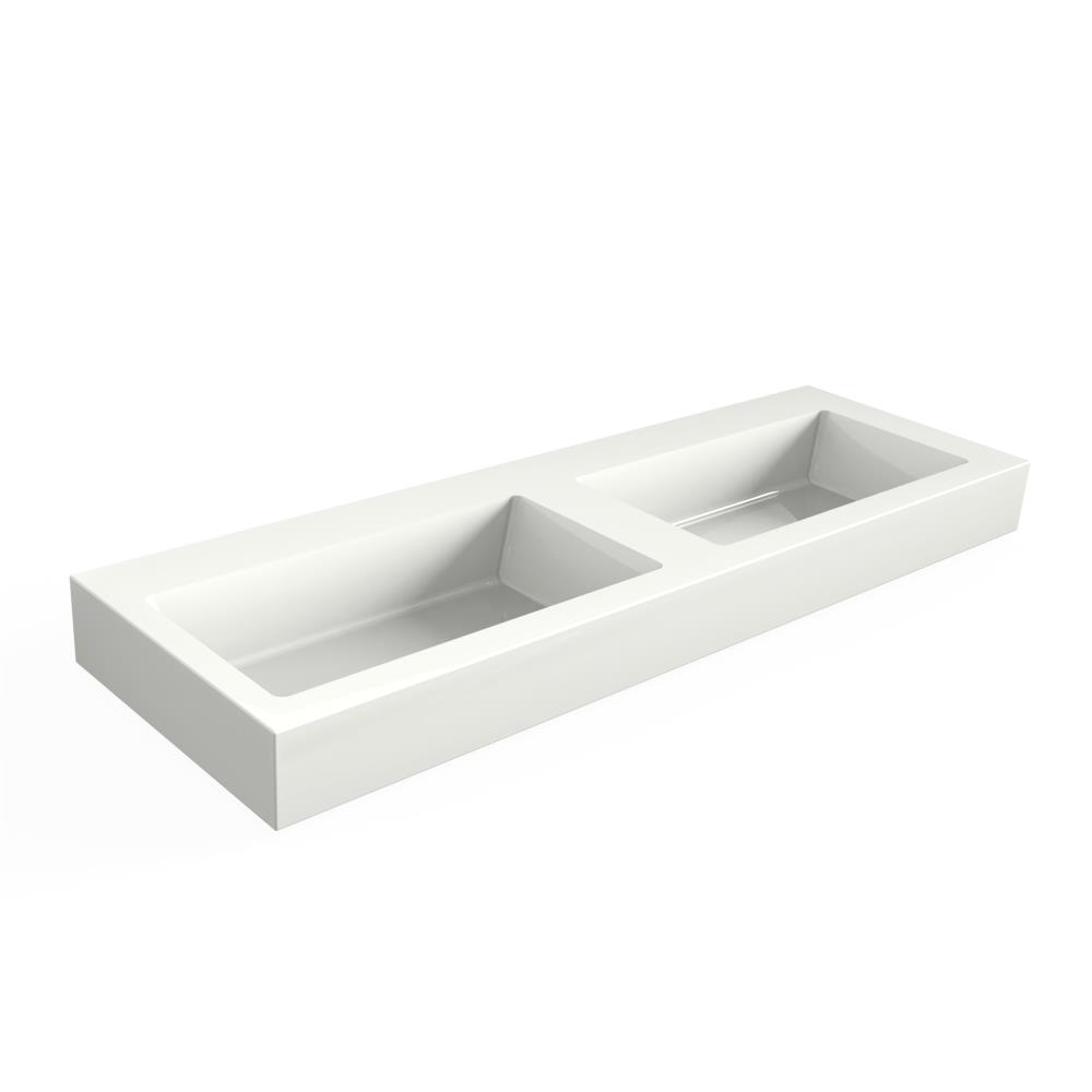 Solid Surface Blad 140x45 met 2 R2 wastafels, mat wit