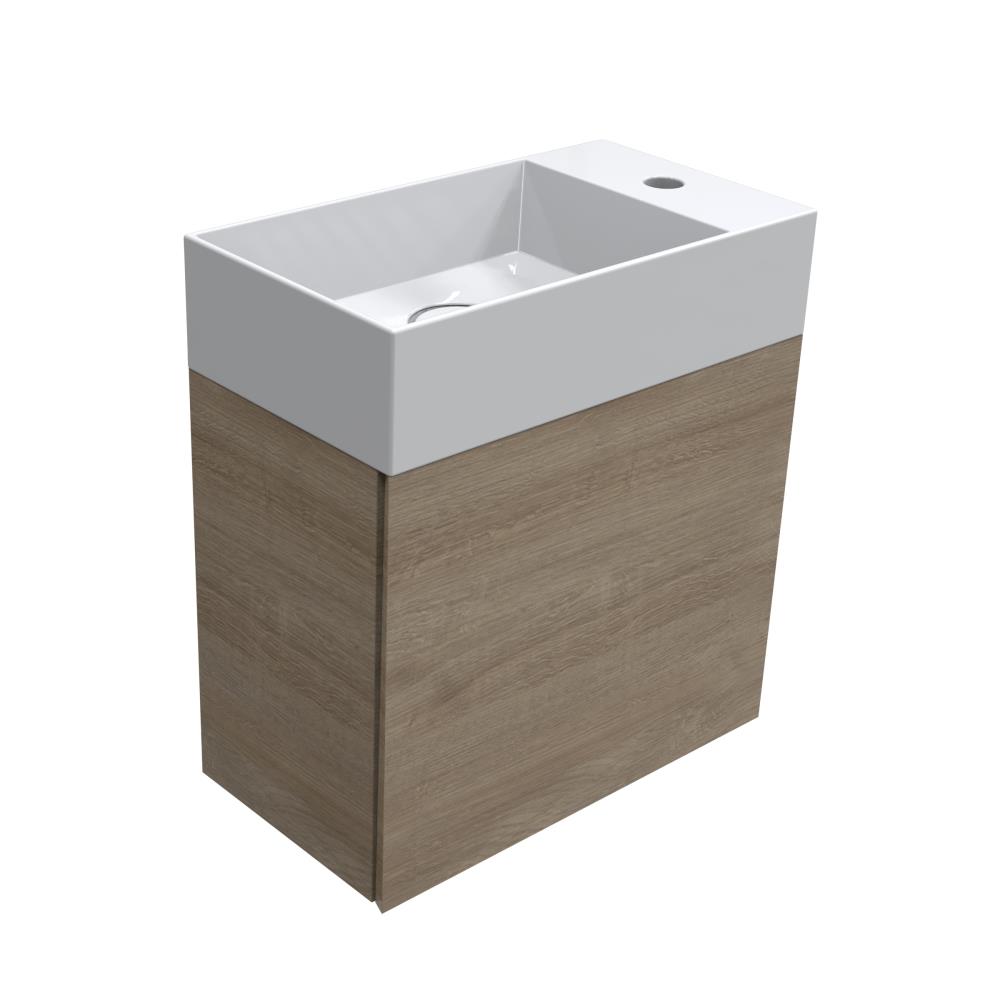 Fonteinmeubel semi greeploos, rechtsdraaiend, 45x25x48 cm. Eiken natuur