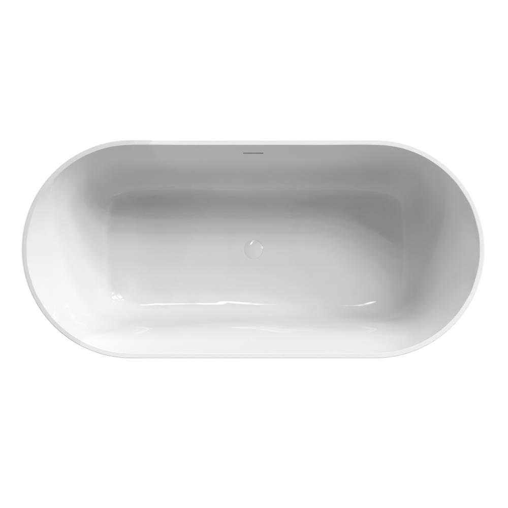 Sanne  180x85x60 vrijstaand bad glans wit incl. sleuf overloop/afvoer glans wit
