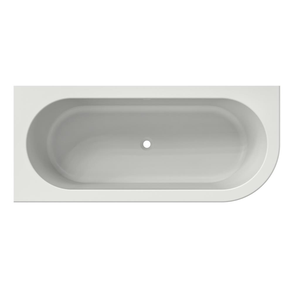 Charley L 180x80x60 hoekbad mat wit, rond overloopgat, zonder afvoer