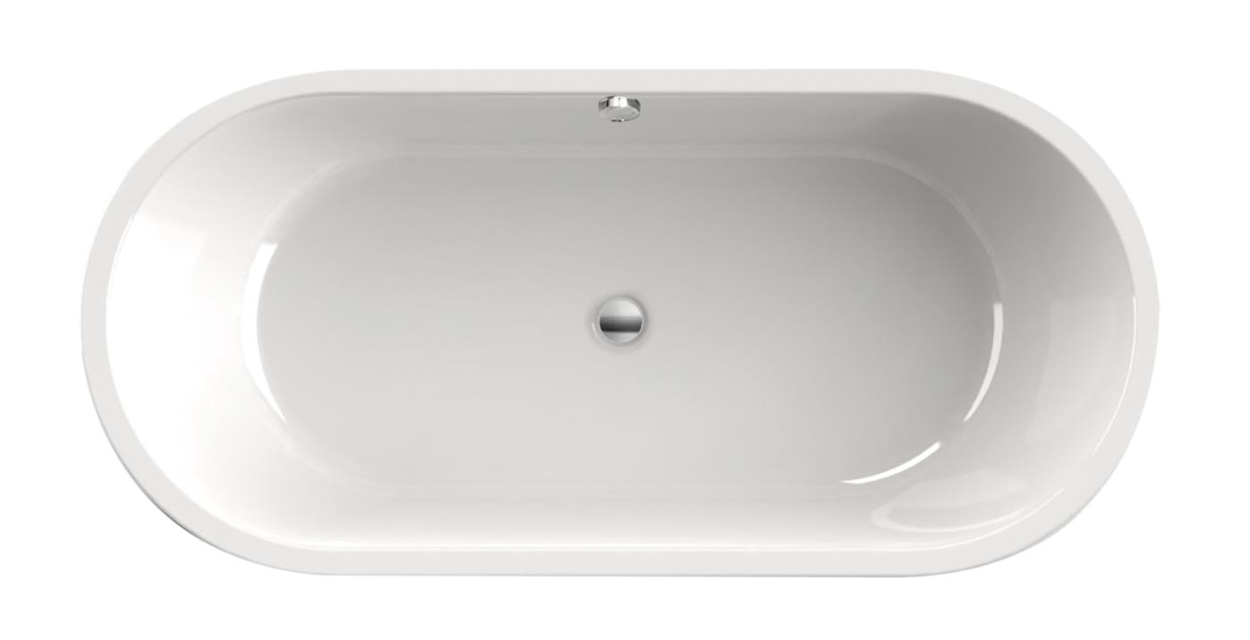 Rens  190x90x60  wit met ronde afvoer/overloopcombinatie zwart mat - UITLOPEND