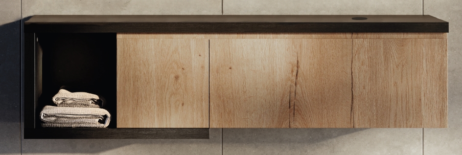 Architec badmeubel 160 cm rechts, natural oak/black oak