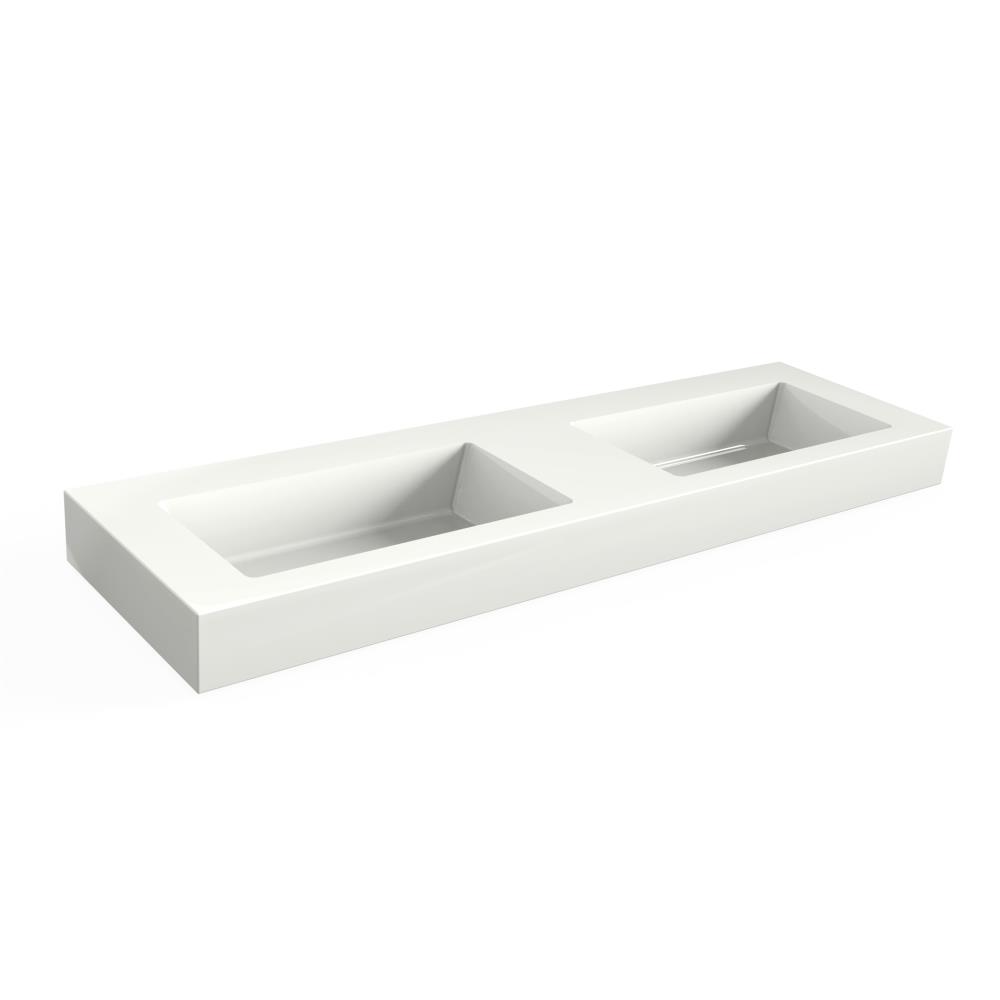 Solid Surface Blad 160x45 met 2 R2 wastafels, mat wit | TO479-D