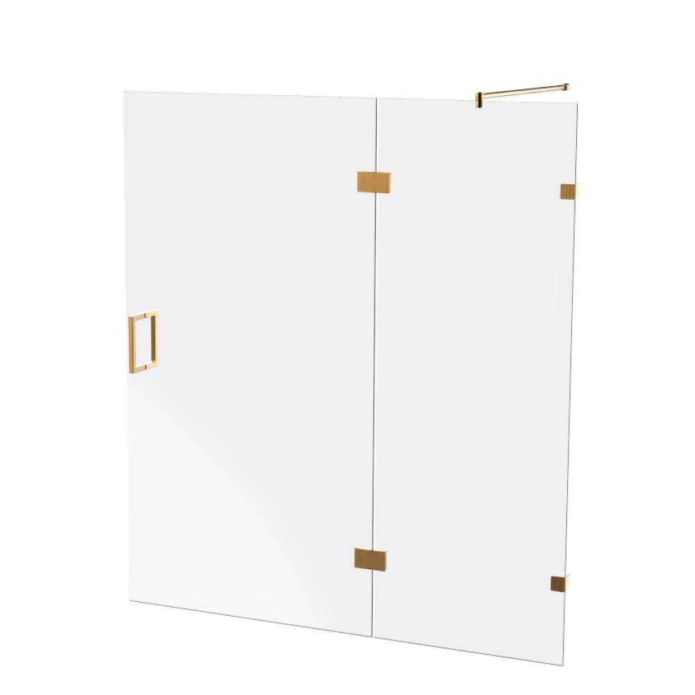 Maatwerk stoom-deur aan zijdeel, 8mm LifeTime veiligheidsglas, tot max 180x200, goud geb. beslag