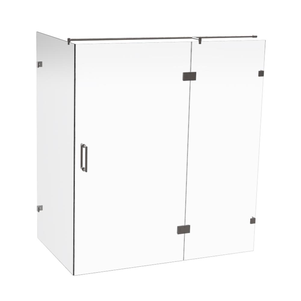 Maatwerk stoom-deur aan zijdeel, 8mm LifeTime veiligheidsglas, tot max 180x200, grafiet beslag