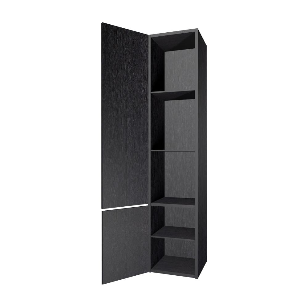 Hoge kast semi greeploos, linksdraaiend met 2 deuren, 165x35x35 cm. Antraciet eiken