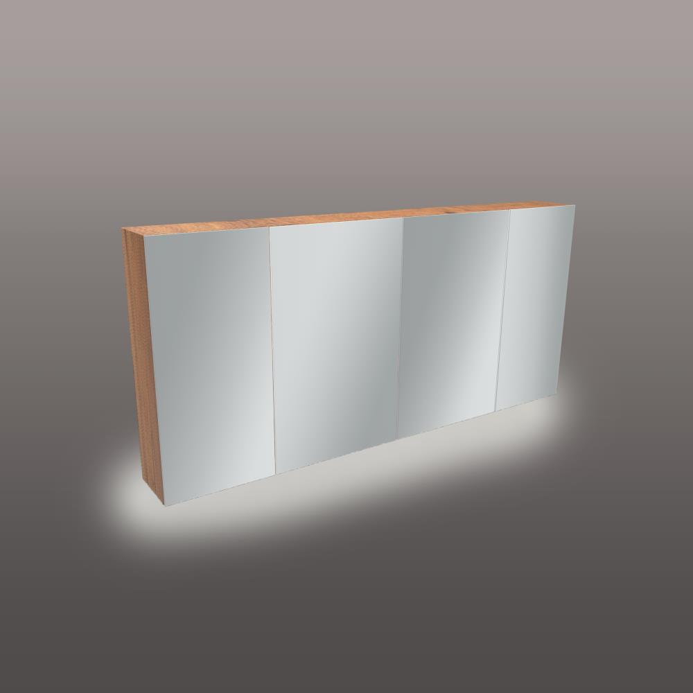 Spiegelkast 4 deuren met ledlicht aan onderzijde 140x65x14 cm Oakfield vert.