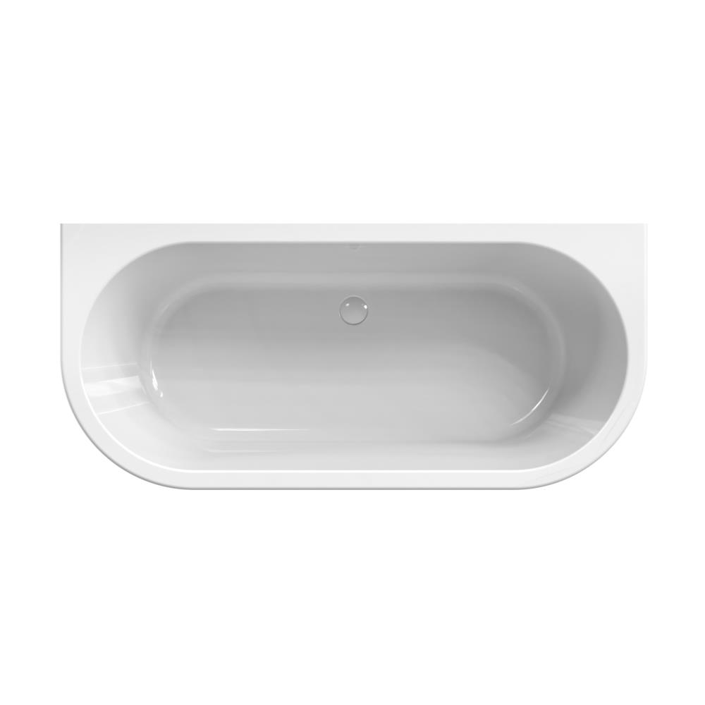 Charley  165x76x58 half-vrijstaand bad glans wit incl. sleuf overloop/afvoer glans wit