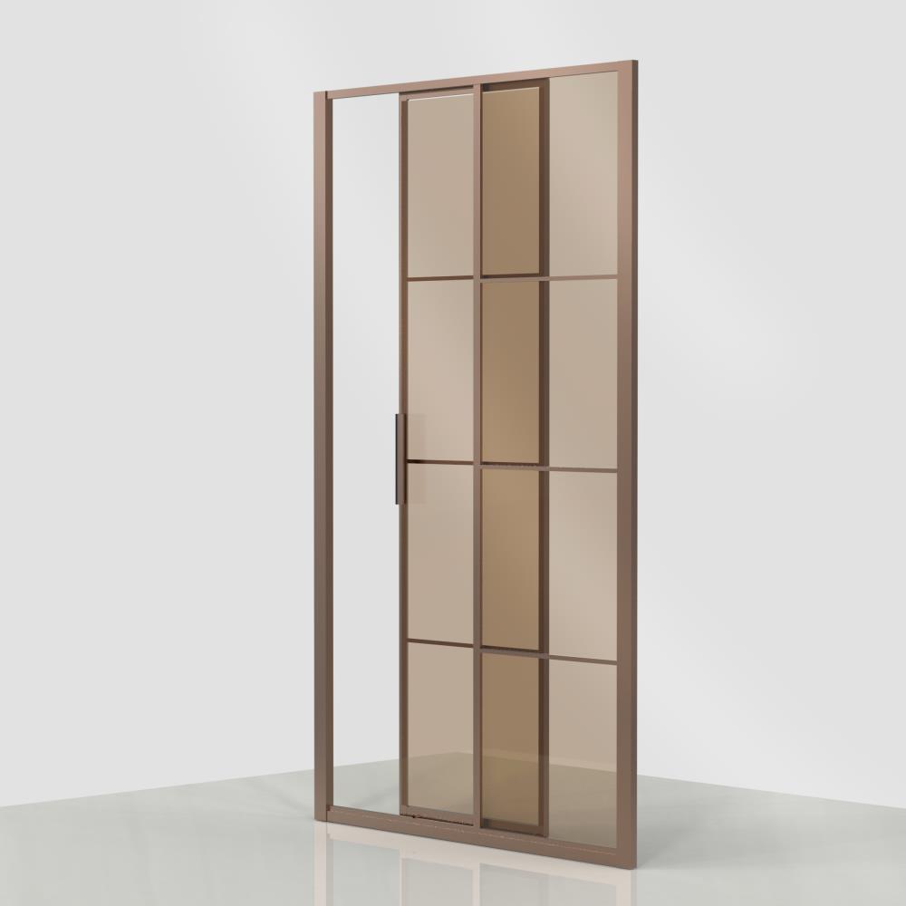 Ind. Line Colored  Schuifdeur  Soft Close 120 rechts brons glas brons profiel (118-122)x200