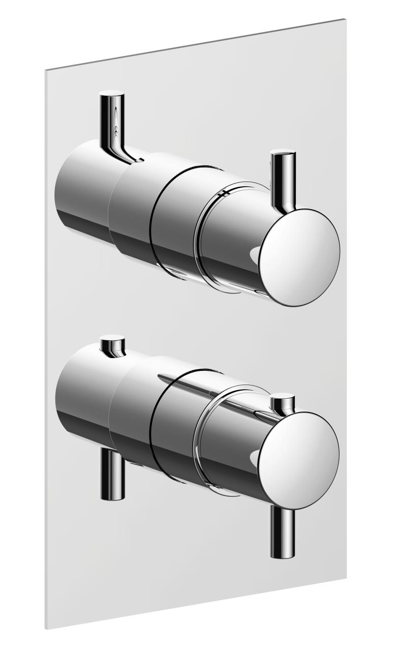 Duero - inbouwthermostaat met 2/3 uitgangen chroom rechte plaat incl. Tec-Box