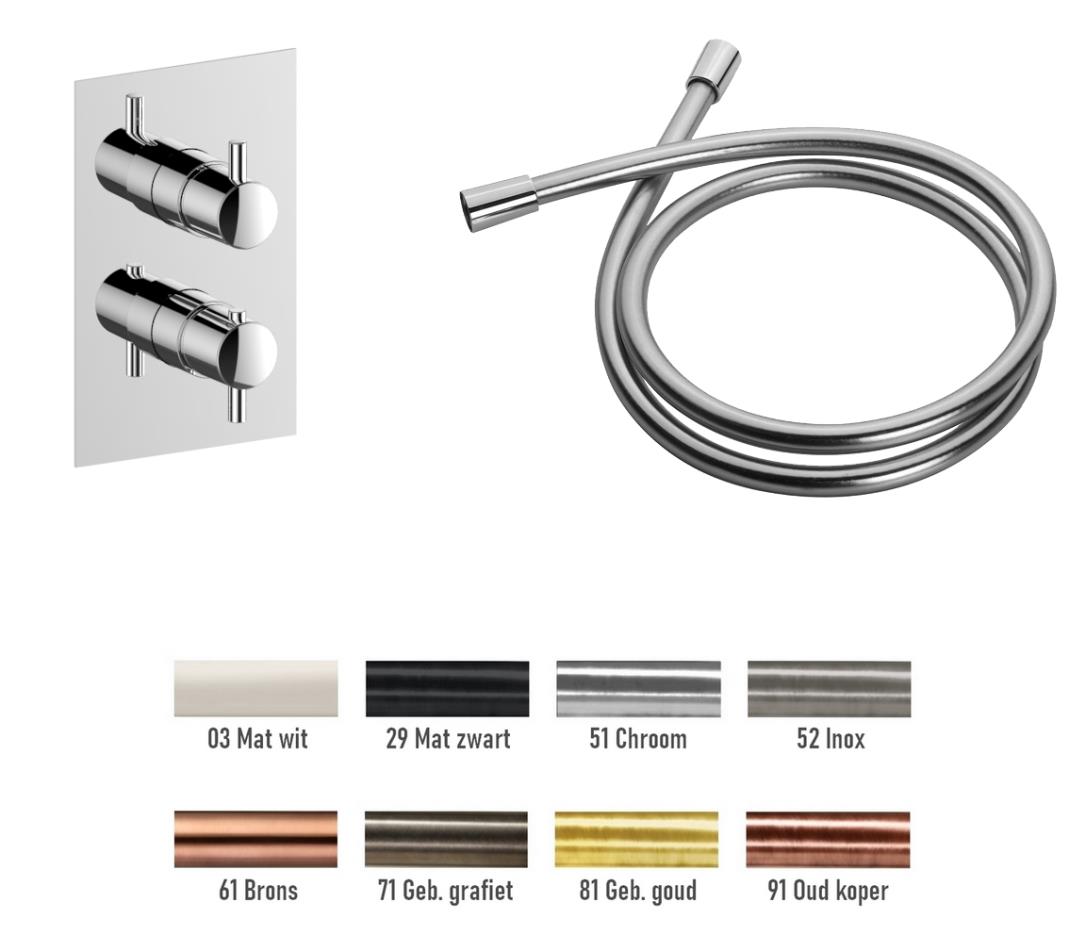 Duero - basisset: inbouwthermostaat en doucheslang wit mat. incl. tecbox - UITLOPEND