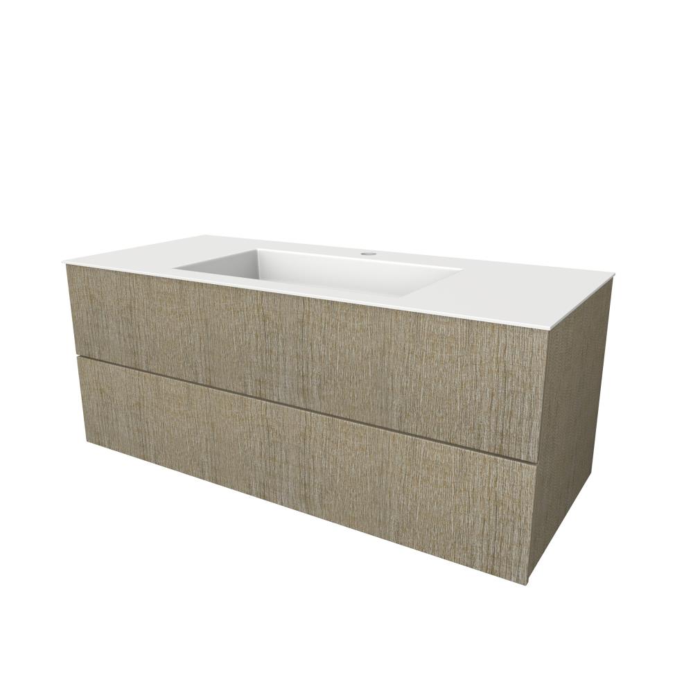 Semi greeploze onderkast met  twee lades, 120 cm breed, 51 cm diep, 1 kraangat. Pamplona