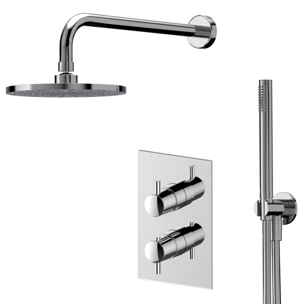 Duero - Douche inbouwset met staaf- en regendouche 20 cm chroom. incl. Tec-Box
