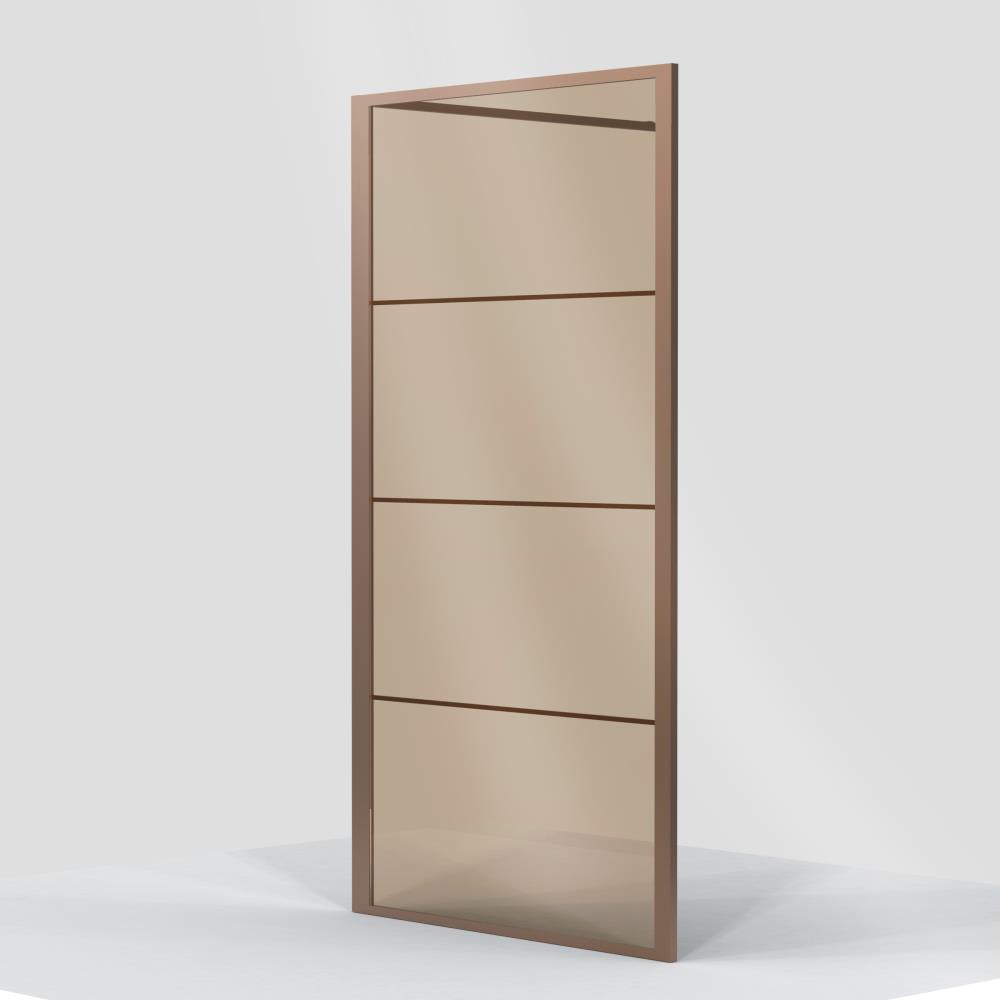 Ind. Line Colored  Zijwand vrijstaand of icm deur in hoek brons glas brons profiel (96,5-98)x200