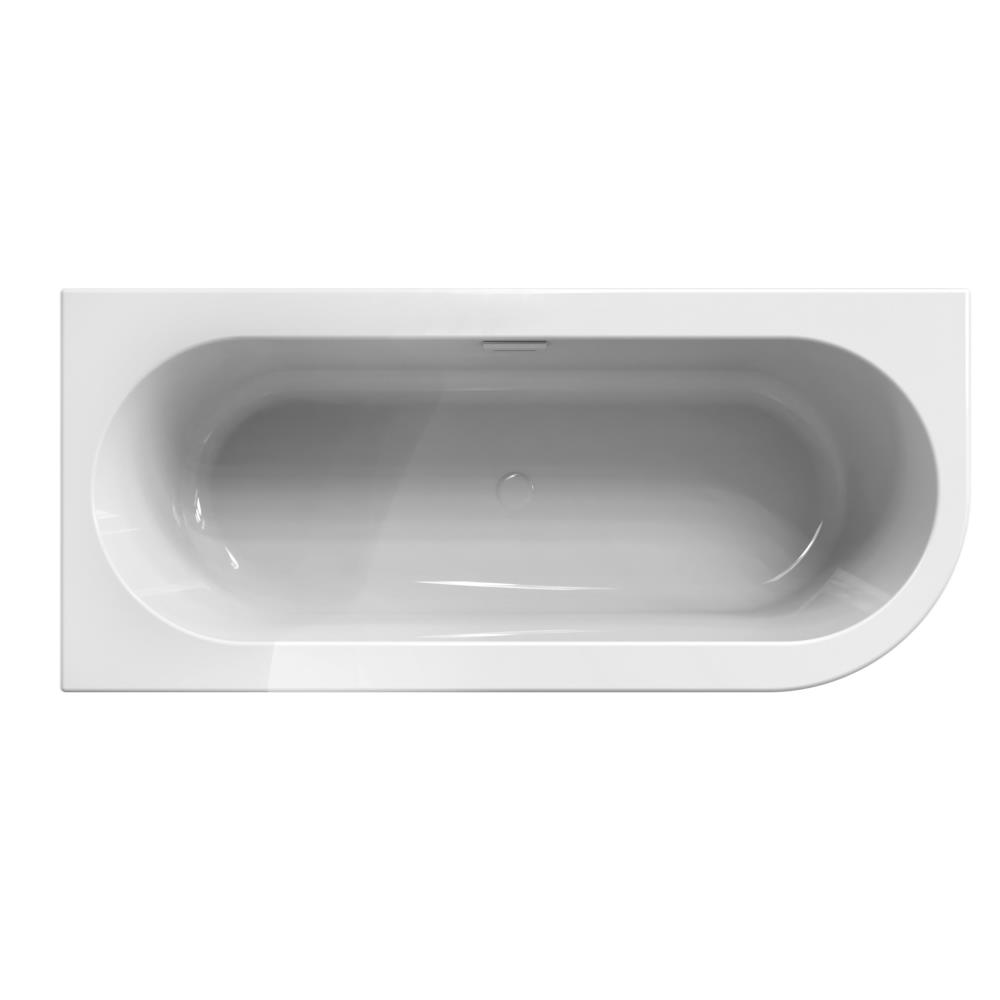 Charley L 180x80x60 hoekbad glans wit incl. waterval vulcombi glans wit
