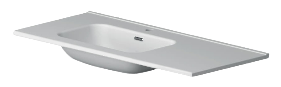 Nook keramisch wastafelblad met wegzetvlak 120x46 glans wit, 1 kraangat, kom links