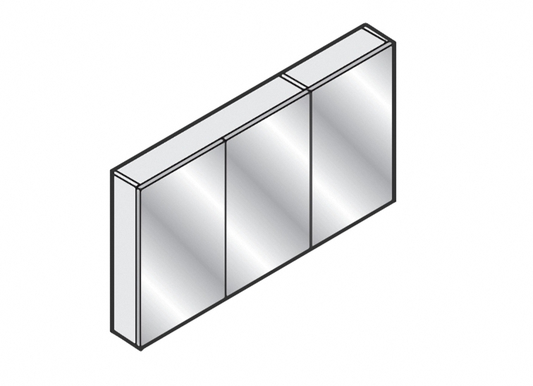 Spiegelkast 3 deuren met ledlicht aan onderzijde 100x65x14 cm Tortora