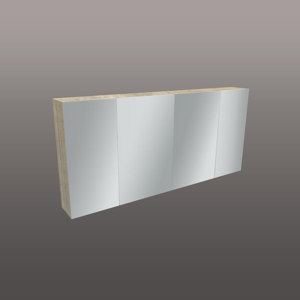 Spiegelkast 4 deuren met ledlicht aan onderzijde 140x65x14 cm Pamplona