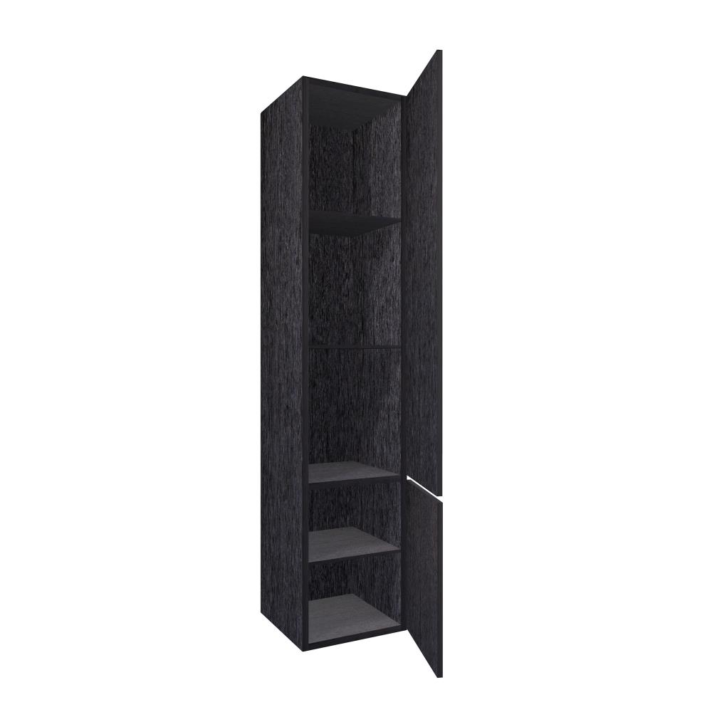 Hoge kast semi greeploos, rechtsdraaiend met 2 deuren, 165x35x35 cm. Antraciet eiken